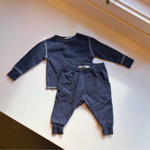 Organic cotton 2 piece sweat suit Navy Blue Baby 3-6 month set go gently kids